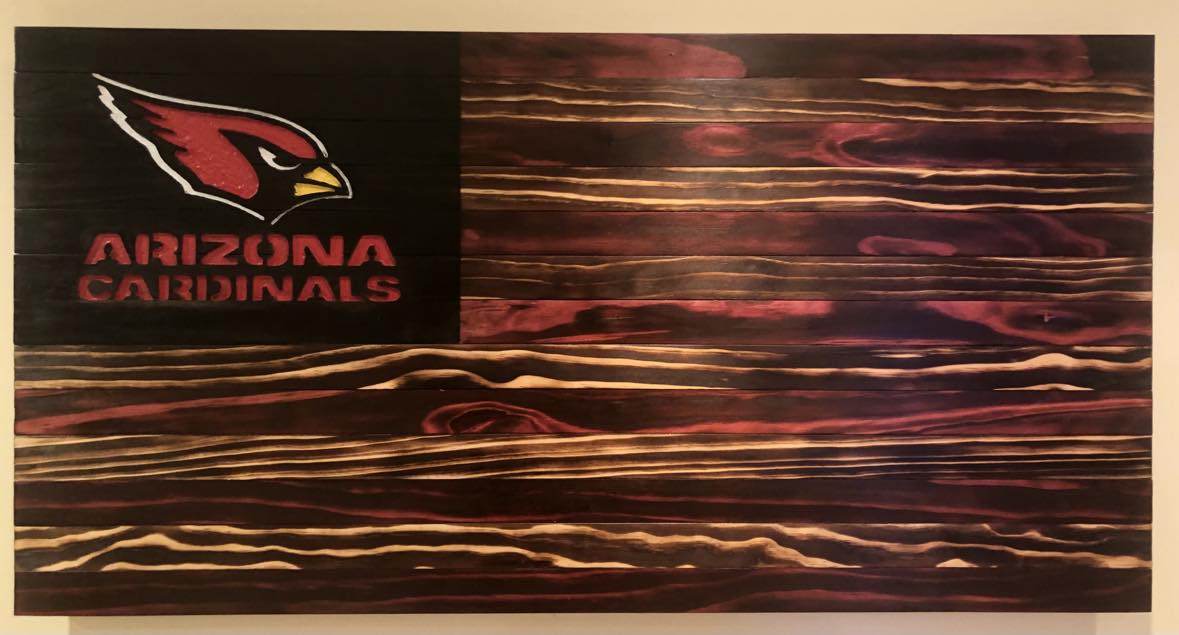 Arizona Cardinals Wooden Flag (Handcrafted)