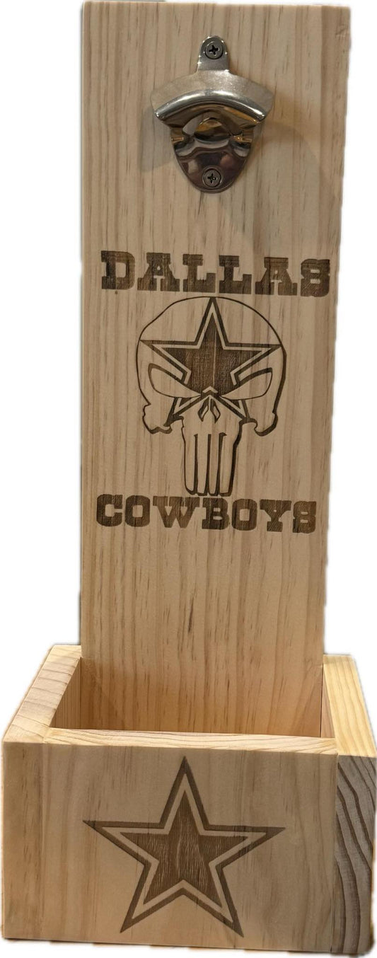 Wooden Bottle Opener - Dallas Cowboys engraved