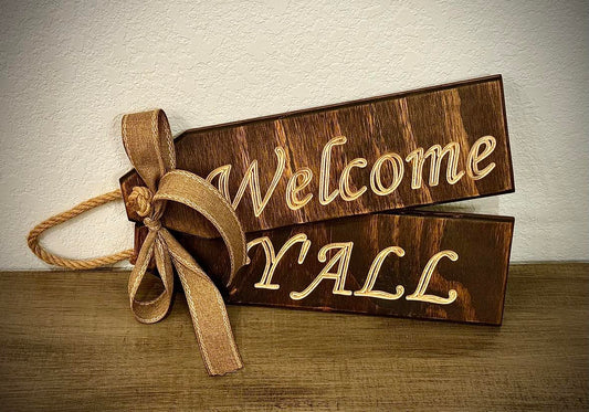 Wooden Welcome Door Sign (Handcrafted) - Welcome Y'all