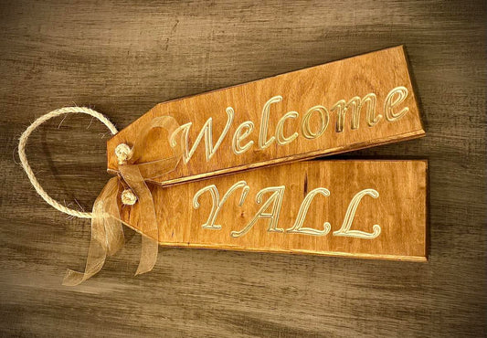 Wooden Welcome Door Sign (Handcrafted) - Welcome Y'all