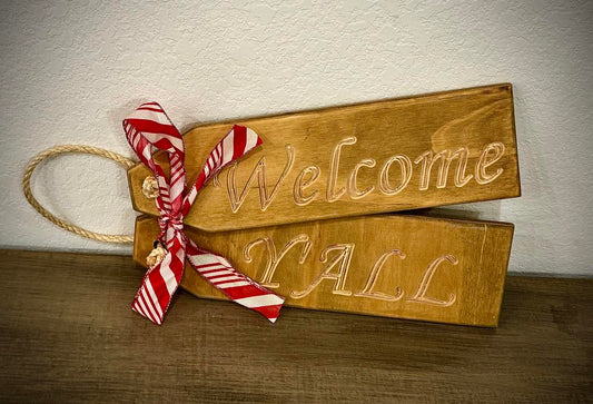 Wooden Welcome Door Sign (Handcrafted) - Welcome Y'all