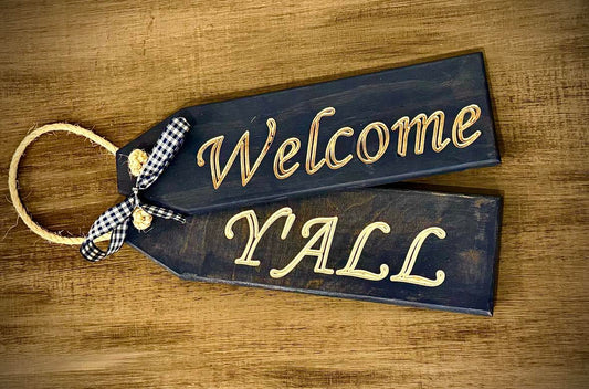 Wooden Welcome Door Sign (Handcrafted) - Welcome Y'all