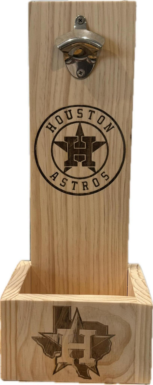 Wooden Bottle Opener - Houston Astros engraved