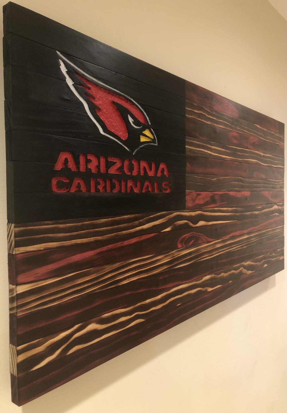 Arizona Cardinals Wooden Flag (Handcrafted)