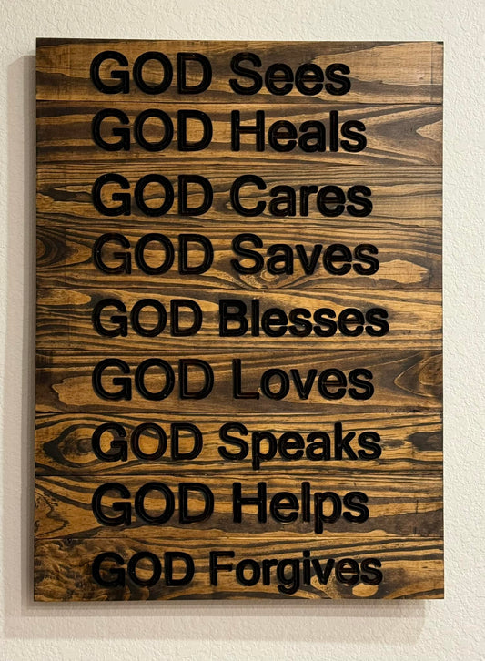 Wooden Handcrafted Sign (God's Love)